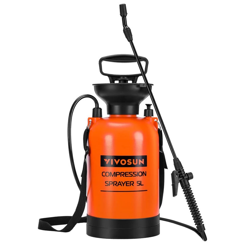 VIVOSUN 1.35-Gallon Pump Pressure Sprayer, Pressurized Lawn & Garden Water Spray Bottle with Adjustable Shoulder Strap, for Spraying Plants, Garden Watering and Household Cleaning - Image 1