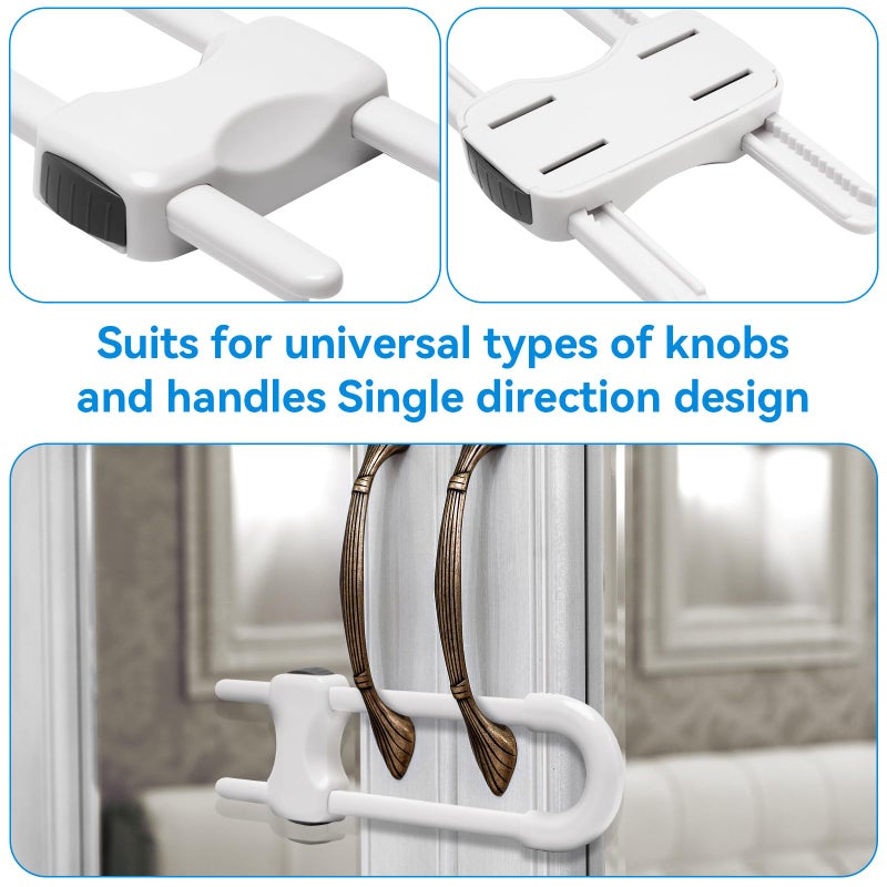 kickic Cabinet Locks Baby Proofing,Child Proof Cabinet Locks,6 Pack Adjustable U Shaped Baby Proofing Cabinets,Child Locks for Cabinets and Drawers (White) - Image 3