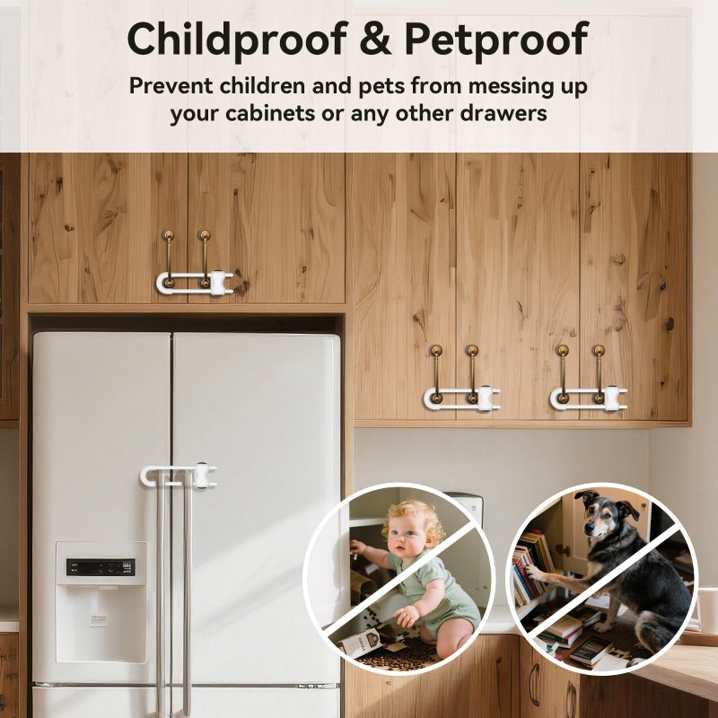 kickic Cabinet Locks Baby Proofing,Child Proof Cabinet Locks,6 Pack Adjustable U Shaped Baby Proofing Cabinets,Child Locks for Cabinets and Drawers (White) - Image 5