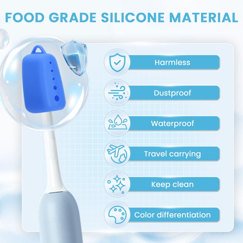 Lapfoon 8 Pack Silicone Toothbrush Covers, Tooth Brush Cover Cap for Electric & Manual Toothbrushes, Toothbrush Travel Essentials - Image 4