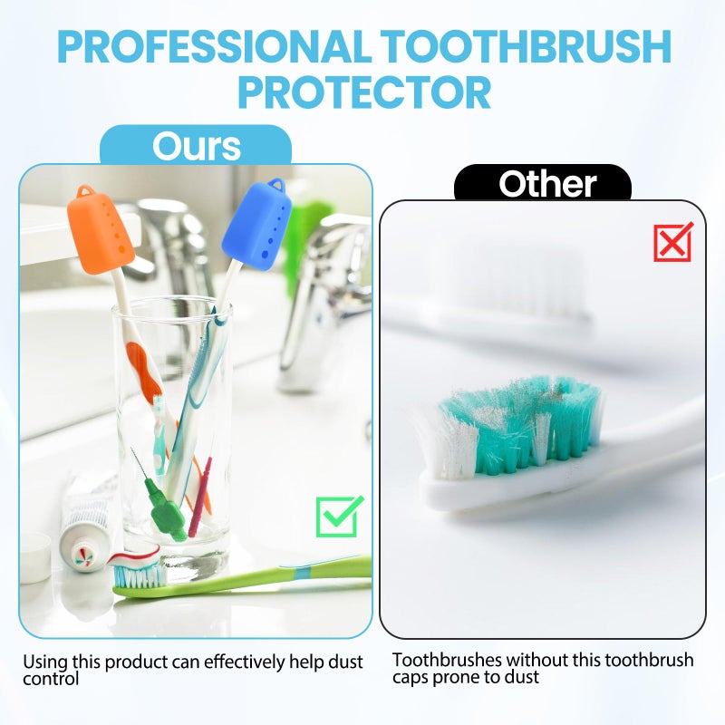 Lapfoon 8 Pack Silicone Toothbrush Covers, Tooth Brush Cover Cap for Electric & Manual Toothbrushes, Toothbrush Travel Essentials - Image 3