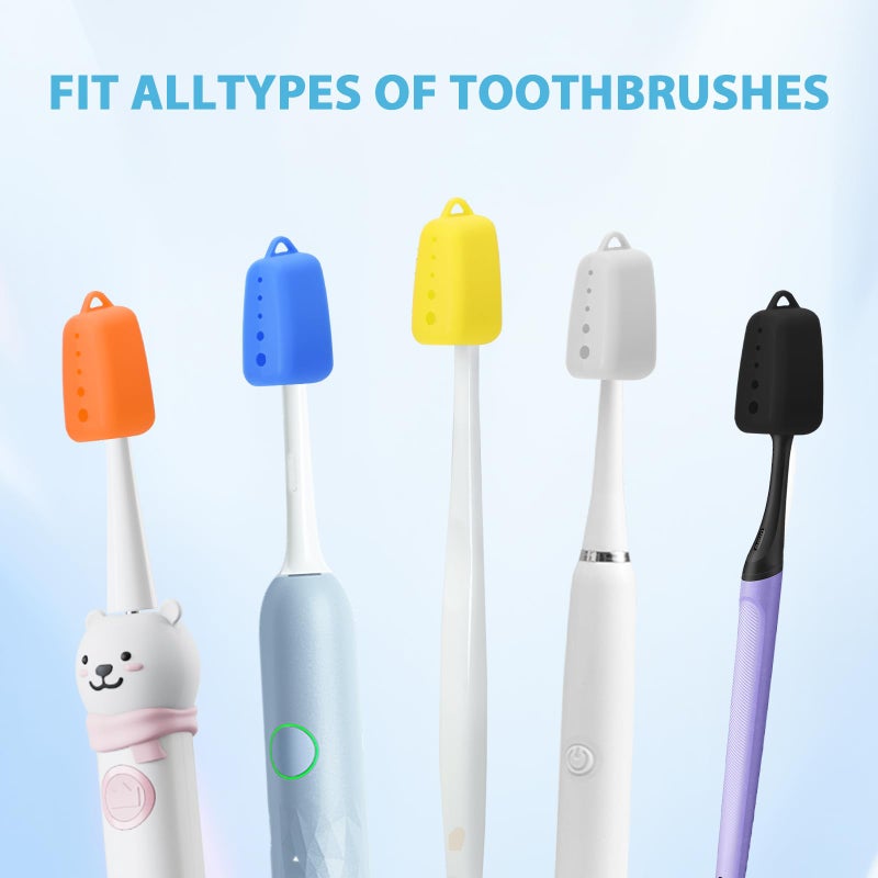 Lapfoon 8 Pack Silicone Toothbrush Covers, Tooth Brush Cover Cap for Electric & Manual Toothbrushes, Toothbrush Travel Essentials - Image 2