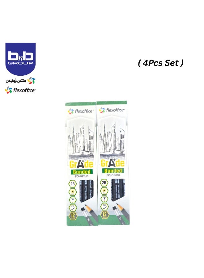 FLEXOFFICE Graphite Pencil Pack of 4 ,48 Pcs Wooden Pencils with Eraser Tip , Percent for Art, School, Drawing Supplies - Image 1