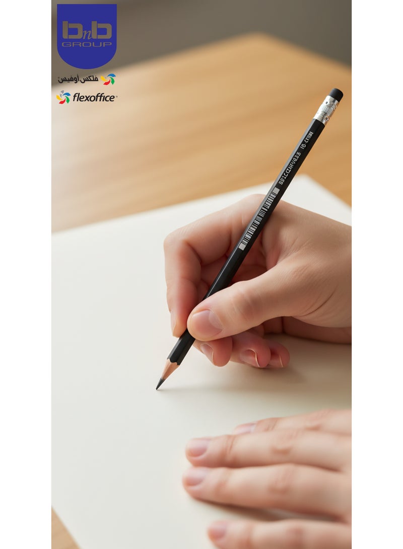 FLEXOFFICE Graphite Pencil Pack of 4 ,48 Pcs Wooden Pencils with Eraser Tip , Percent for Art, School, Drawing Supplies - Image 3