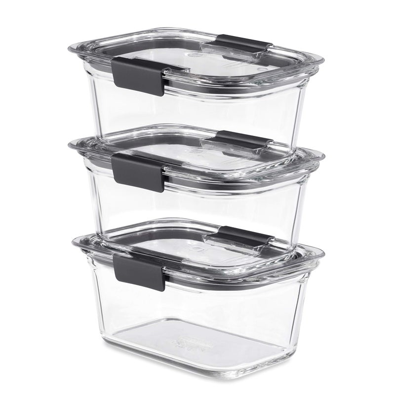 Rubbermaid Brilliance Glass Food Storage Containers, 4.7 Cup Food Containers with Lids, 3 Pack (6 Pieces Total), BPA Free and Leak Proof - Image 1