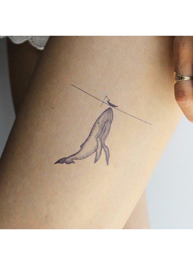 inkbox - Inkbox Temporary Tattoos, Semi-Permanent Tattoo, One Premium Easy Long Lasting, Water-Resistant Temp Tattoo with For Now Ink - Lasts 1-2 Weeks, Whale Tattoo, 4 x 4 in, Fish Food - Image 1