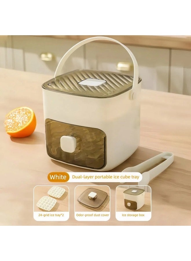 Generic Quick-Freeze Dual-Layer Press Ice cube Tray Easy Press Ice Container Ice Bucket Kits Ice Tong  - Image 1