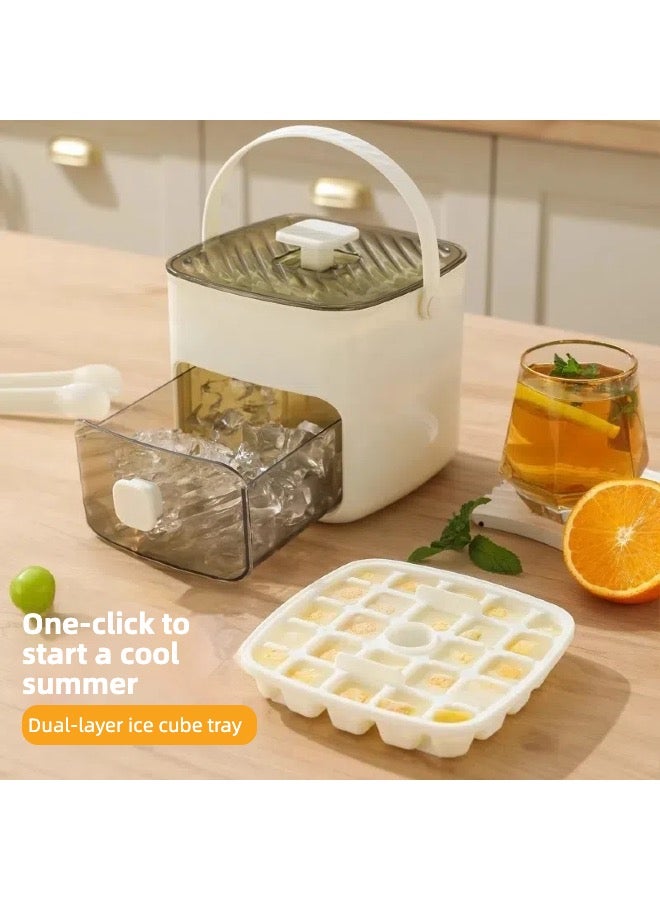 Quick-Freeze Dual-Layer Press Ice cube Tray Easy Press Ice Container Ice Bucket Kits Ice Tong - Image 3