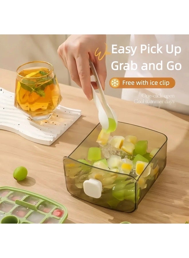 Quick-Freeze Dual-Layer Press Ice cube Tray Easy Press Ice Container Ice Bucket Kits Ice Tong - Image 4