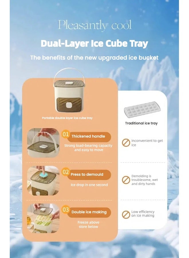 Quick-Freeze Dual-Layer Press Ice cube Tray Easy Press Ice Container Ice Bucket Kits Ice Tong - Image 5