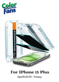 Color Fans GlasTR EZ FIT Privacy iPhone 15 Plus Tempered Glass Screen Protector -2 Pack  - Image 1