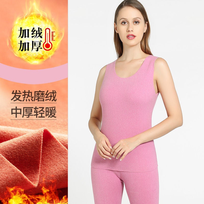 Women'S Inner Wear Seamless Warm Bottoming Fleece-Lined Medium Thick Quick Double-Sided Deqi Sleeveless Tight Underwear Vest - Image 1