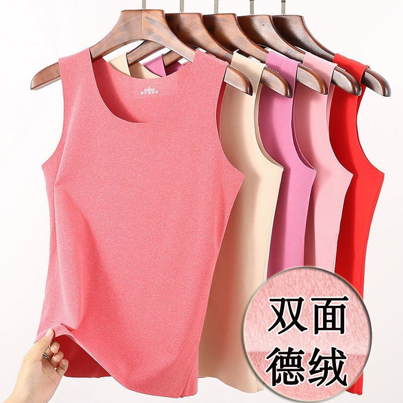 Women'S Inner Wear Seamless Warm Bottoming Fleece-Lined Medium Thick Quick Double-Sided Deqi Sleeveless Tight Underwear Vest - Image 2