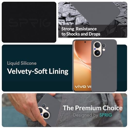 SPRIG Compatible with Vivo V60 Premium SilkTone Back Cover Drop Tested Shock Proof Mobile Case for Men, Women, Boys and Girls with Camera Protection (Dark Grey) - Image 3