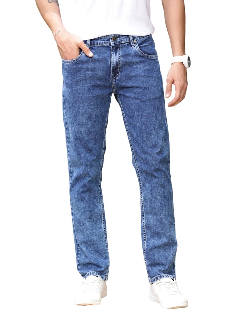Thomas Scott Mens Mid Rise Clean Look Slim Fit Jeans (TSJ240_Mid Blue, 34) - Image 1