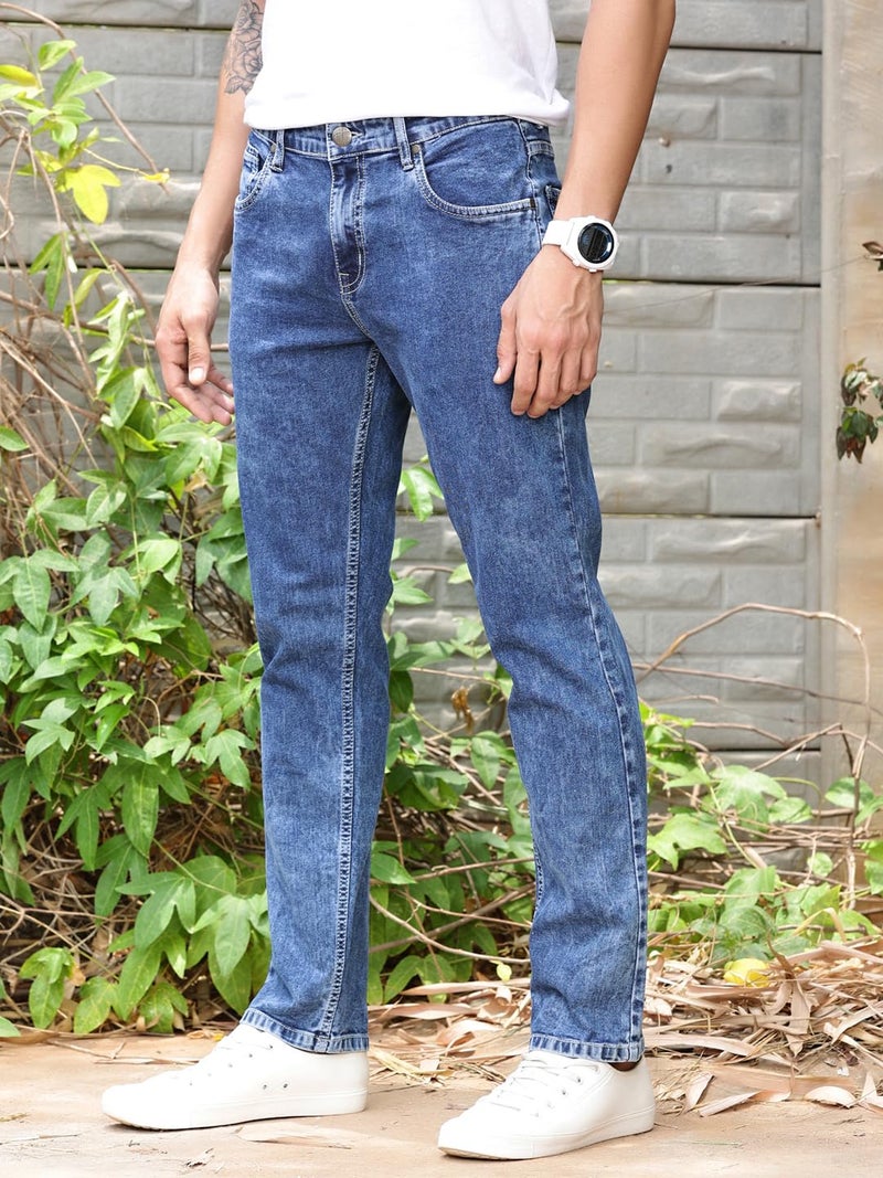 Thomas Scott Mens Mid Rise Clean Look Slim Fit Jeans (TSJ240_Mid Blue, 34) - Image 2