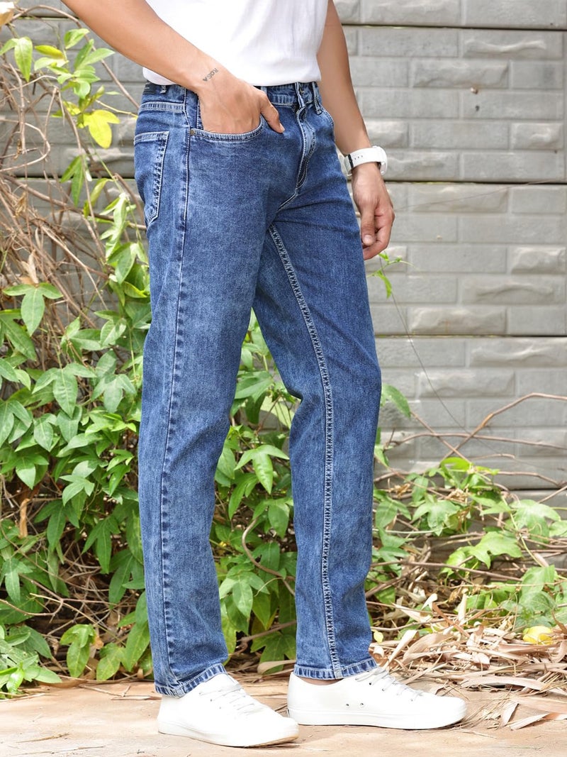 Thomas Scott Mens Mid Rise Clean Look Slim Fit Jeans (TSJ240_Mid Blue, 34) - Image 3