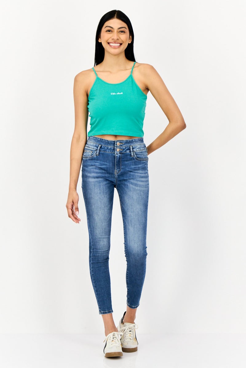 ONLY Women Scoop Neck Sleeveless Graphic Print Tank Top, Dusty Green  - Image 4