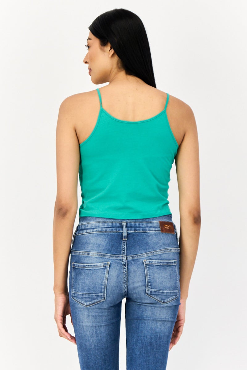 ONLY تي شيرت نسائي بلا أكمام بتصميم جرافيكي، لون أخضر باهت - Image 2