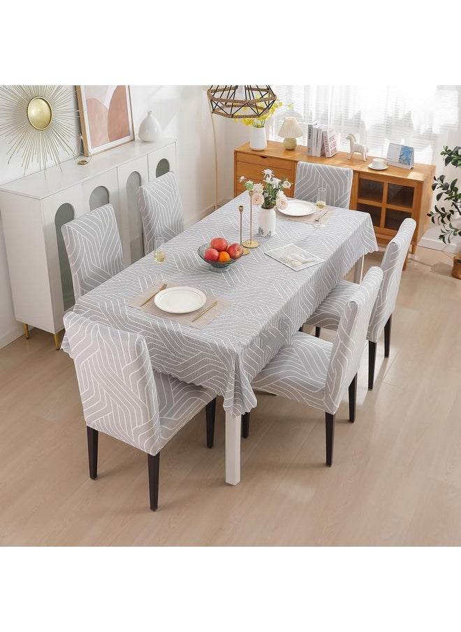 Styleys Styleys Dining Chair Cover with Table Covers for Kitchen Waterproof Dining Table Cloth (1 Table Cover + 4 Chair Cover, Complex Grey, CTSD3113)  - Image 1