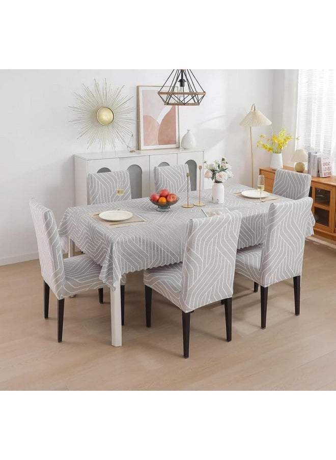 Styleys Styleys Dining Chair Cover with Table Covers for Kitchen Waterproof Dining Table Cloth (1 Table Cover + 4 Chair Cover, Complex Grey, CTSD3113)  - Image 4
