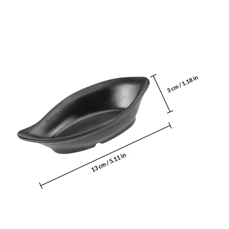 Black Melamine 3 Piece Soy Sauce Dishes Set Kitchen Spice Trays Snack Serving Plates - Image 3