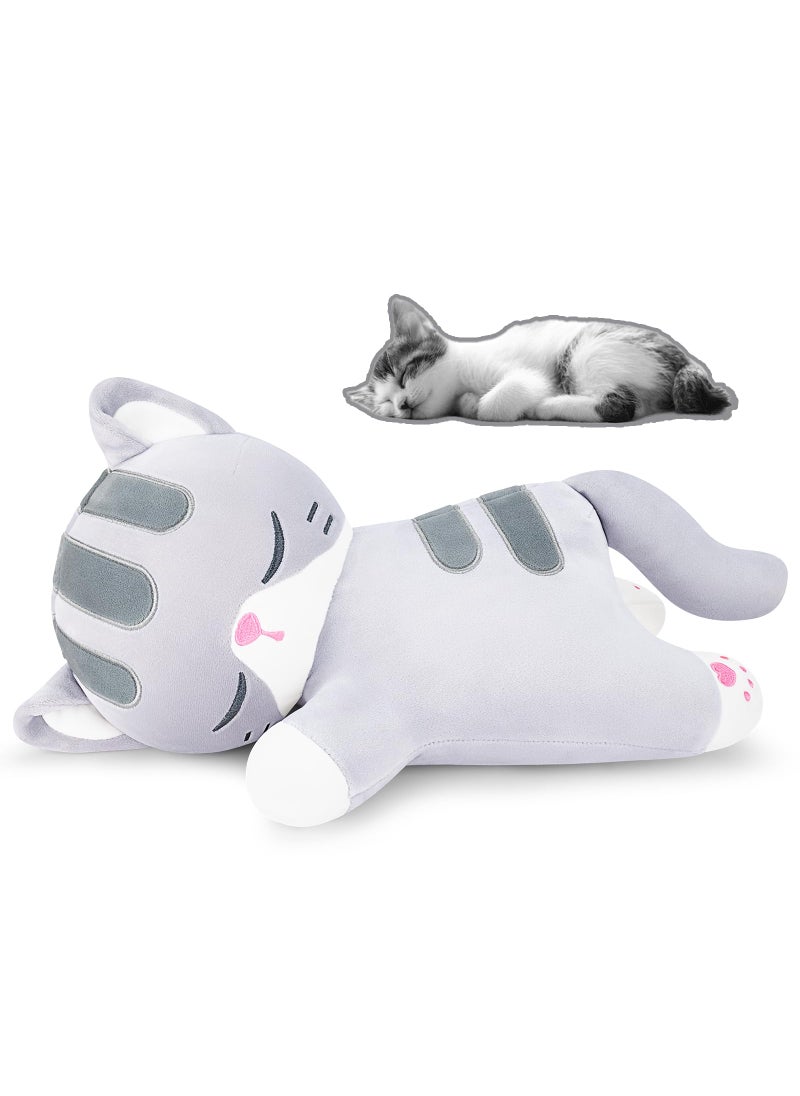Achwishap Achwishap Cat Stuffed Animal Cat Plush Pillow Soft Kitten Plush Kawaii Cat Hugging Pillow Cute Plush Toys Cuddle Plushie for Kids Adults Gifts Birthday(Gray Cat 14 )  - Image 1
