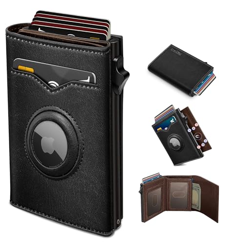 miyozi Airtag Wallet for Menwith Cash Pocket 2 ID Window 912 CardsMetal Case Smart Slim Pop Up Credit Card Holder Flip with Magnetic Closure RFID Blocking Trifold wallet with Gift Box - Image 1