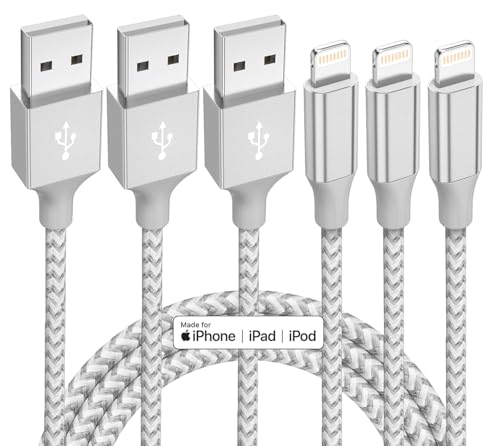 Bkayp iPhone Charger 3 Pack 10 ft Apple MFi Certified Lightning Nylon Braided Cable Fast Charging Cord Compatible with iPhone 13 12 11 Pro Max XR XS X 8 7 6 Plus SE iPad and More - Image 1
