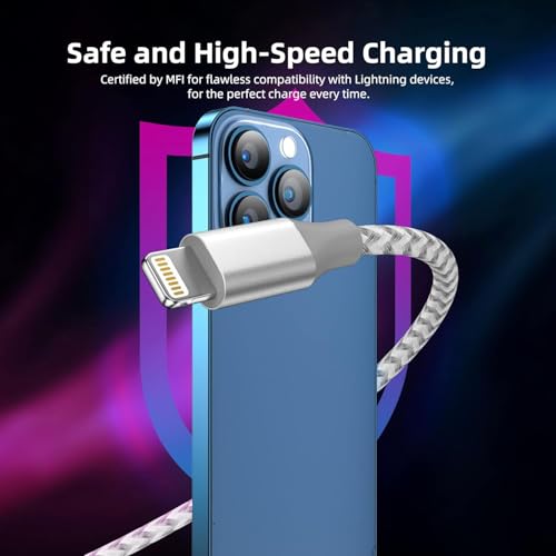Bkayp iPhone Charger 3 Pack 10 ft Apple MFi Certified Lightning Nylon Braided Cable Fast Charging Cord Compatible with iPhone 13 12 11 Pro Max XR XS X 8 7 6 Plus SE iPad and More - Image 4