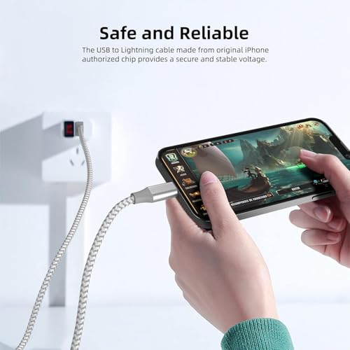 Bkayp iPhone Charger 3 Pack 10 ft Apple MFi Certified Lightning Nylon Braided Cable Fast Charging Cord Compatible with iPhone 13 12 11 Pro Max XR XS X 8 7 6 Plus SE iPad and More - Image 5