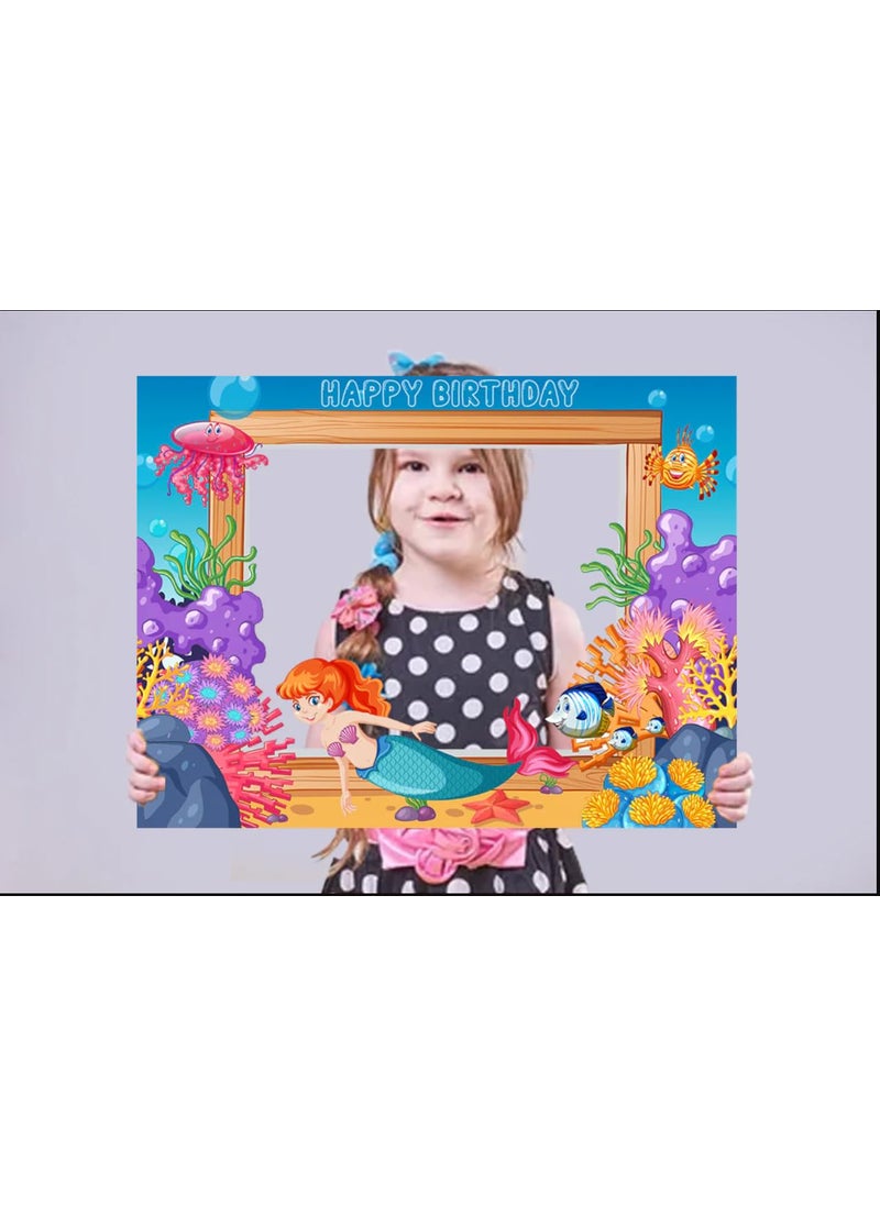 Theme My Party - Theme My Party Mermaid Theme Birthday Photobooth Props I Personalised Underwater Theme Photobooth Props for Birthday Girls I Customised Photobooth for Birthday - Image 1