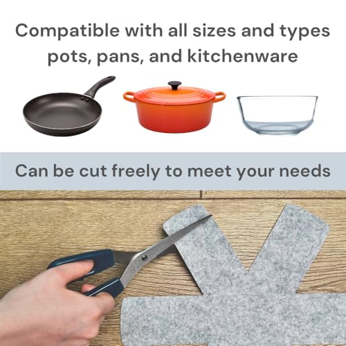 SAVUK Pot and Pan Protectors Set of 3 and 3 Different Sizes Separators Pad Pot Dividers Anti-Slip Pad for Stacking and Protecting Cookware Avoid Scratching (10" 12.5" 15") (Grey) - Image 4
