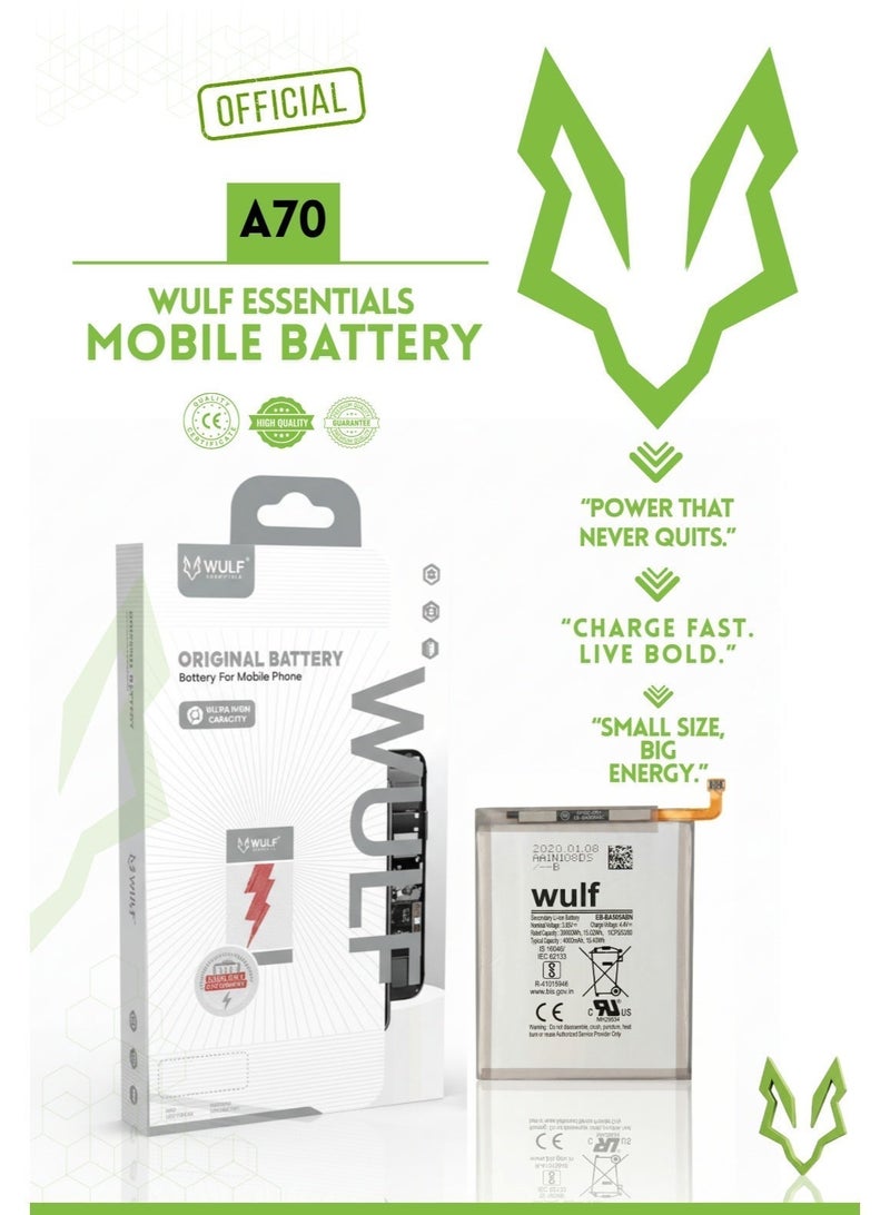 وولف إسينشيالز بطارية WULF لهاتف Samsung A70 - بطارية بديلة عالية السعة - Image 2