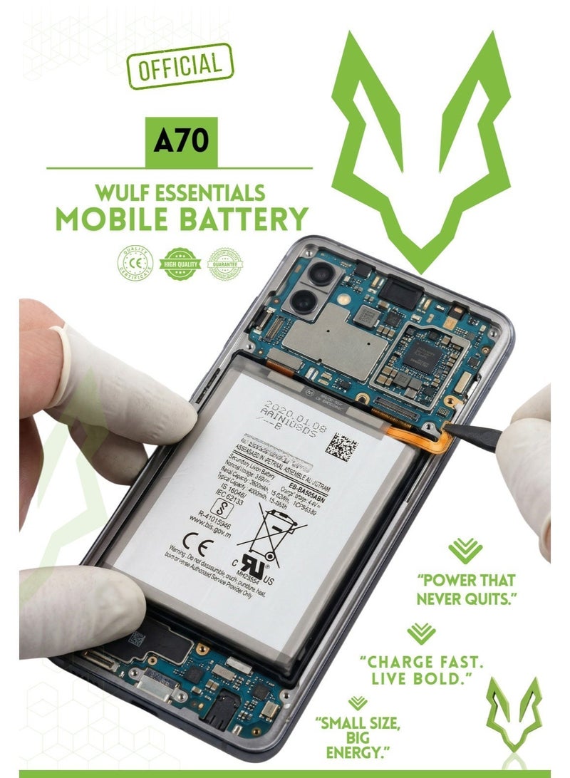 وولف إسينشيالز بطارية WULF لهاتف Samsung A70 - بطارية بديلة عالية السعة - Image 4