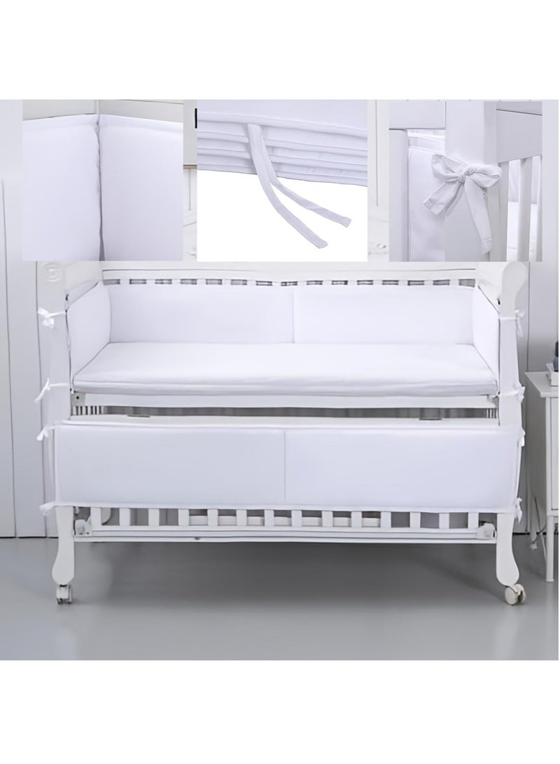 أوزيغالور بطانة شبكية قابلة للتنفس لمجموعة سرير أطفال مكونة من 4 قطع مع تنجيد من أربعة جوانب، مفروشات سرير أطفال، 132 سم × 24.5 سم*2 و 68.5 سم × 24.5 سم*2 - Image 3