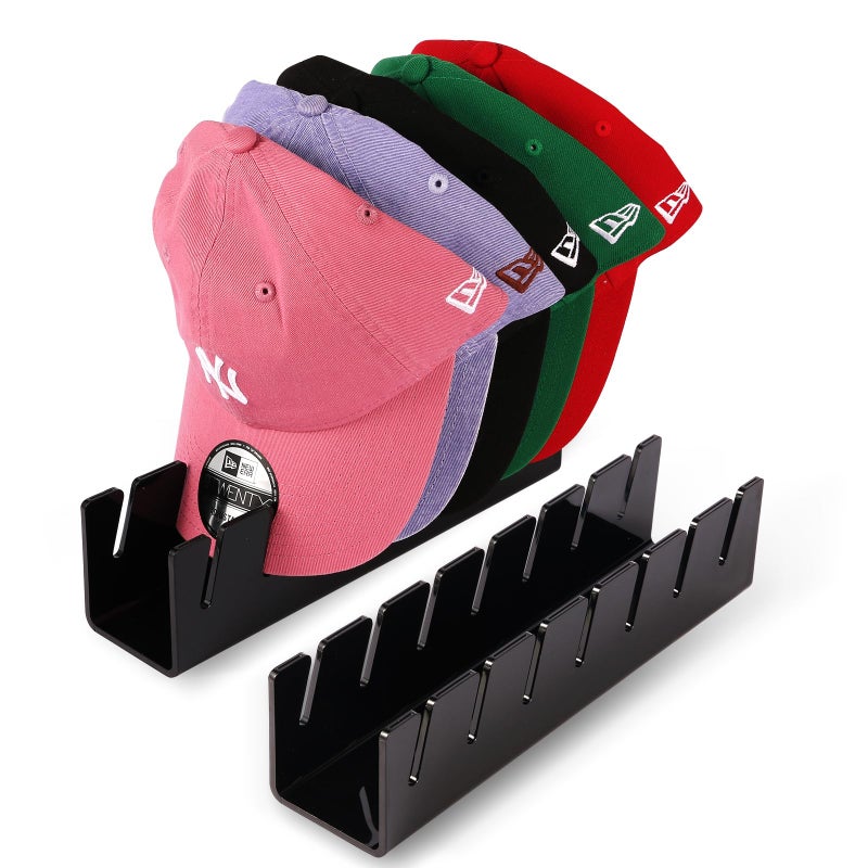 CHENYAOAI Hat Organizer for Baseball Caps 2 Pcs No Install Acrylic Hat Stand for 14 Baseball Caps Hat Racks for Caps Display and Organizer for Bedroom Closet Dresser Office Hat Holder - Image 2