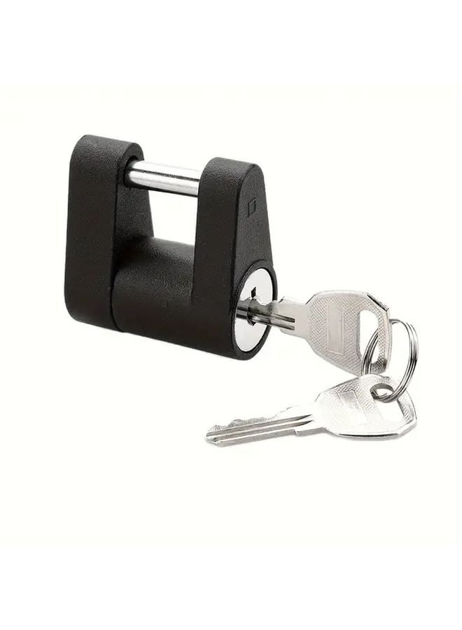 Black Heavy Duty Zinc Trailer Tongue Lock Anti Theft Corrosion Resistant Hitch Lock - Image 3