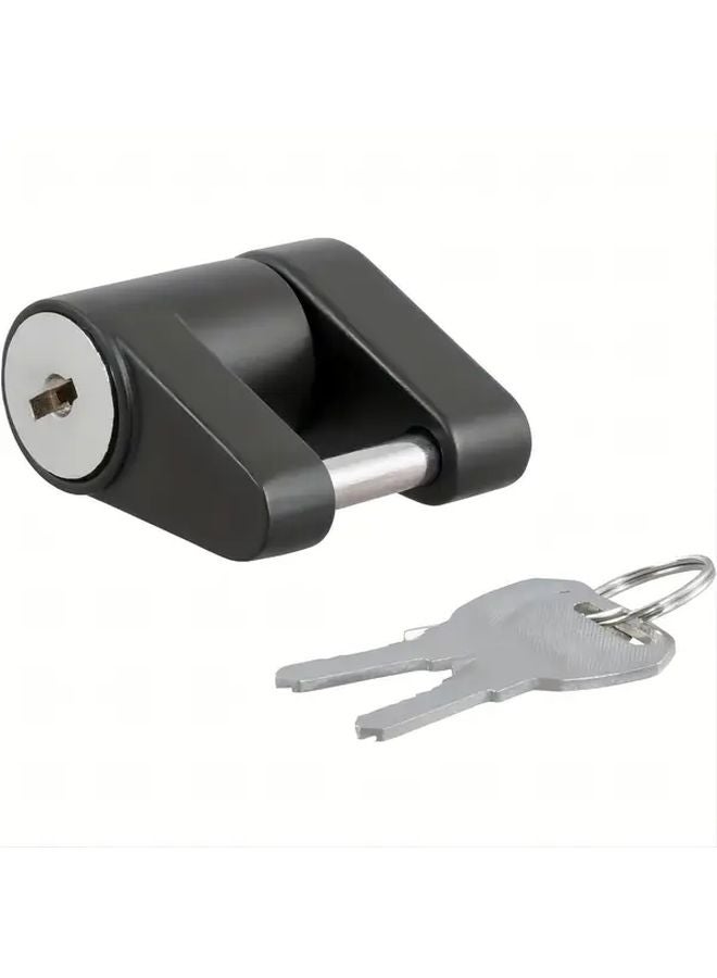 Black Heavy Duty Zinc Trailer Tongue Lock Anti Theft Corrosion Resistant Hitch Lock - Image 5