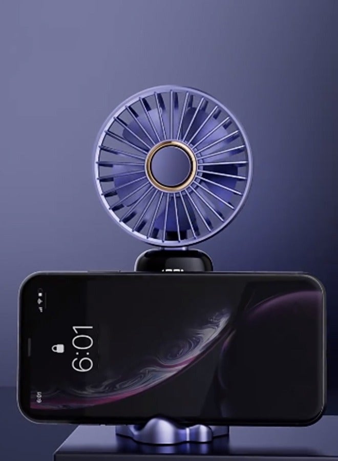 Loquat Mini Handheld Fan, 5 Speeds Portable Personal Fans with LED Screen 90° Adjustable Cooling Fan Removable Base, 5000mAh Quiet USB Fan for Home Office Outdoor Travel, 16-24 Hours Working (Purple) - Image 4