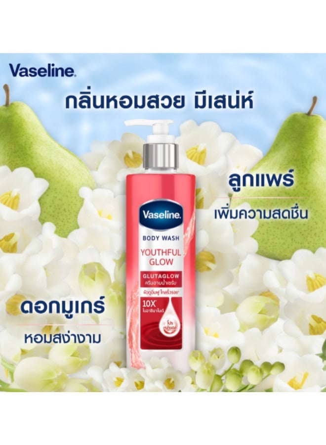فازلين غسول الجسم يوثفول جلو غلوتا جلو 10 إكس نياكيناميد لتفتيح وترطيب البشرة جل استحمام برائحة الفواكه لبشرة مشرقة ومشدودة 425 مل - Image 2