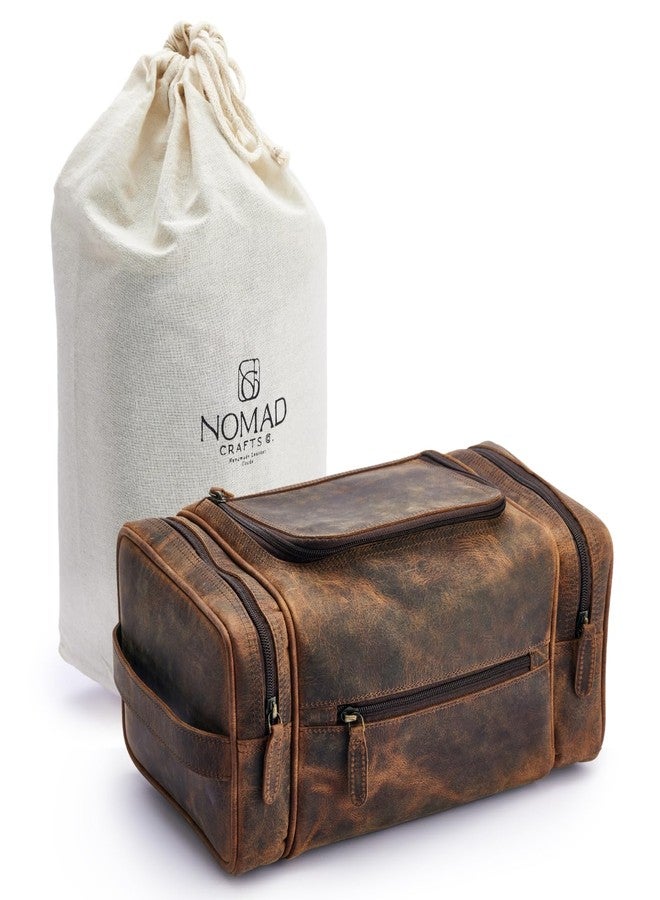 NomadCraftsCo. Leather Toiletry Bag for Men Women - Premium Leather Mens Toiletry Travel Bag, Dopp Kit for Travel, Pouch, Large Men's Bag Organizer, Vintage Brown, Extra Large, Toiletry Bag With - Image 3