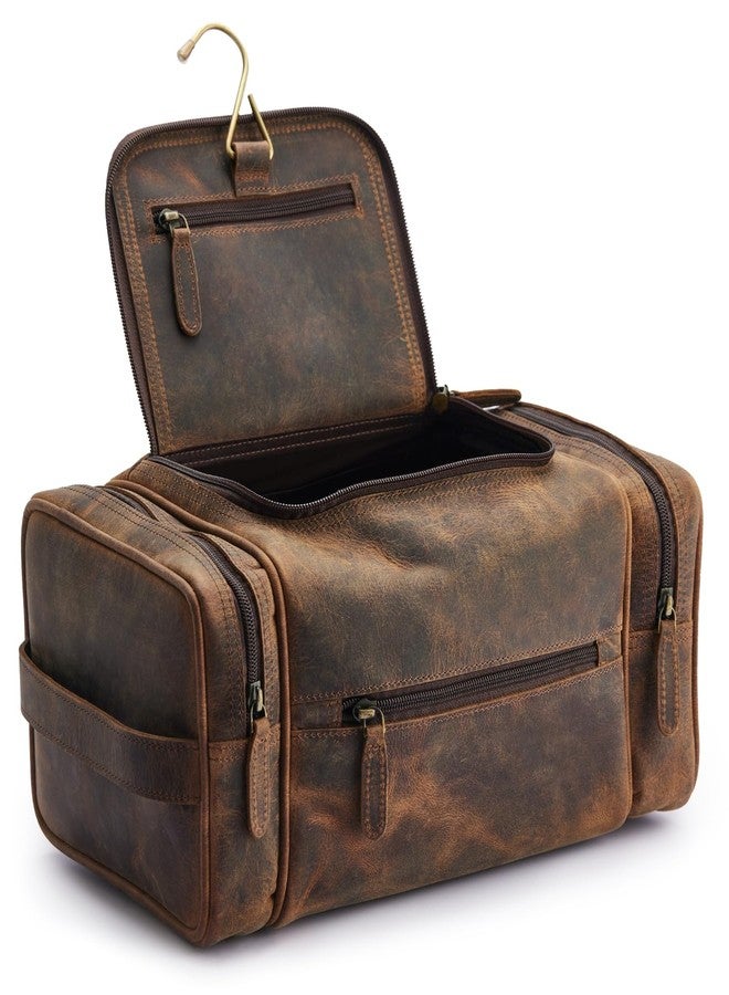 NomadCraftsCo. Leather Toiletry Bag for Men Women - Premium Leather Mens Toiletry Travel Bag, Dopp Kit for Travel, Pouch, Large Men's Bag Organizer, Vintage Brown, Extra Large, Toiletry Bag With - Image 1