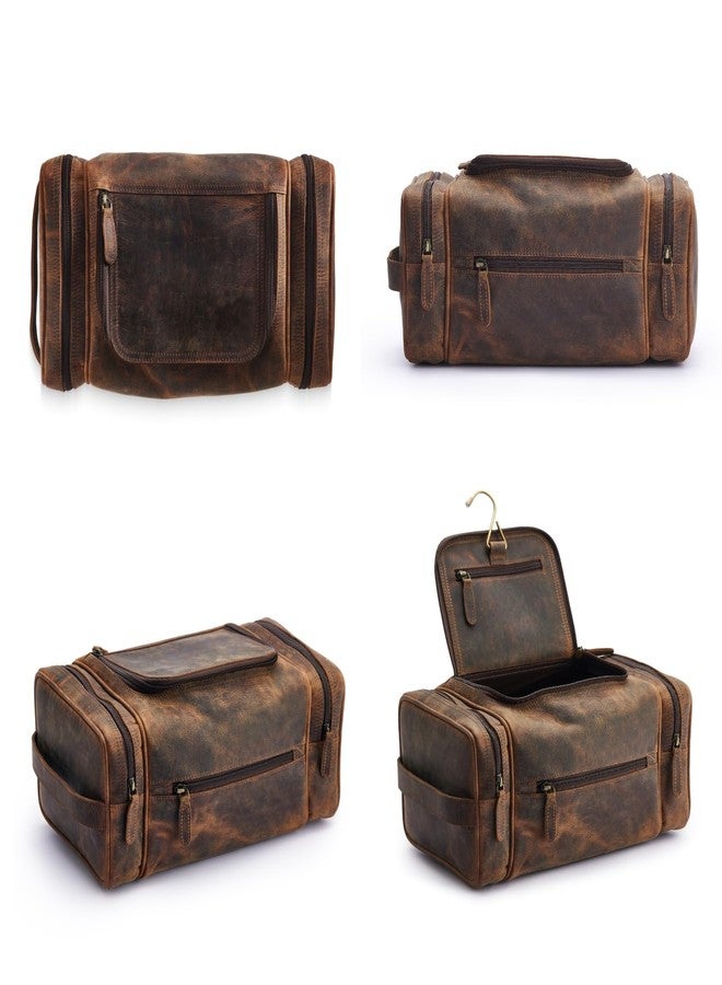 NomadCraftsCo. Leather Toiletry Bag for Men Women - Premium Leather Mens Toiletry Travel Bag, Dopp Kit for Travel, Pouch, Large Men's Bag Organizer, Vintage Brown, Extra Large, Toiletry Bag With - Image 2