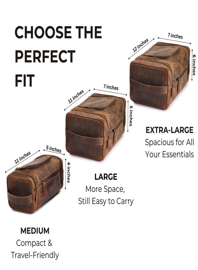 NomadCraftsCo. Leather Toiletry Bag for Men Women - Premium Leather Mens Toiletry Travel Bag, Dopp Kit for Travel, Pouch, Large Men's Bag Organizer, Vintage Brown, Extra Large, Toiletry Bag With - Image 5