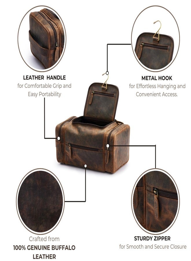 NomadCraftsCo. Leather Toiletry Bag for Men Women - Premium Leather Mens Toiletry Travel Bag, Dopp Kit for Travel, Pouch, Large Men's Bag Organizer, Vintage Brown, Extra Large, Toiletry Bag With - Image 4