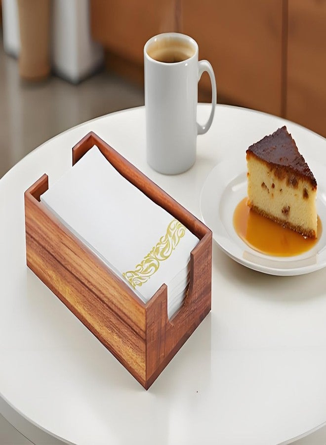 Phininia Napkin Holder for Bathroom, Acacia Guest Towel Holder, 4 Non Slip Pads, Disposable Hand Towel Tray for Bathroom, Wooden Paper Towel Dinner Napkin Holder for Table Party Bar Kitchen Accessories - Image 4