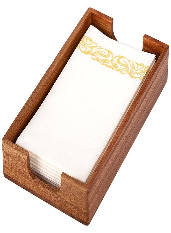 Phininia Napkin Holder for Bathroom, Acacia Guest Towel Holder, 4 Non Slip Pads, Disposable Hand Towel Tray for Bathroom, Wooden Paper Towel Dinner Napkin Holder for Table Party Bar Kitchen Accessories - Image 1