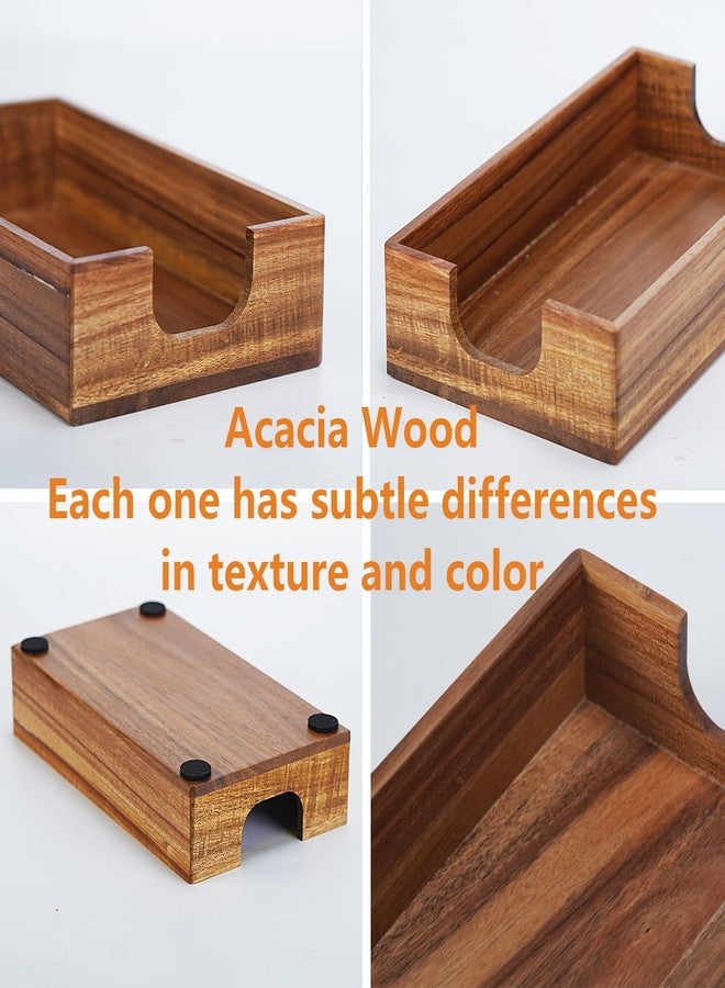 Phininia Napkin Holder for Bathroom, Acacia Guest Towel Holder, 4 Non Slip Pads, Disposable Hand Towel Tray for Bathroom, Wooden Paper Towel Dinner Napkin Holder for Table Party Bar Kitchen Accessories - Image 3
