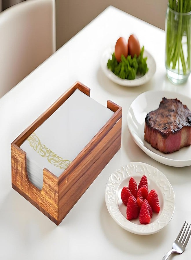 Phininia Napkin Holder for Bathroom, Acacia Guest Towel Holder, 4 Non Slip Pads, Disposable Hand Towel Tray for Bathroom, Wooden Paper Towel Dinner Napkin Holder for Table Party Bar Kitchen Accessories - Image 2
